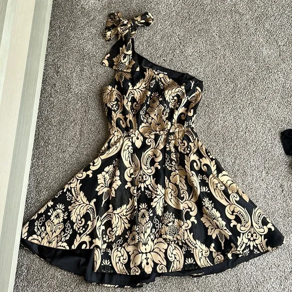 Gianni Bini Dresses Gianni Bini Black And Gold After 5pm Cocktail Dress One Shoulder Poshmark